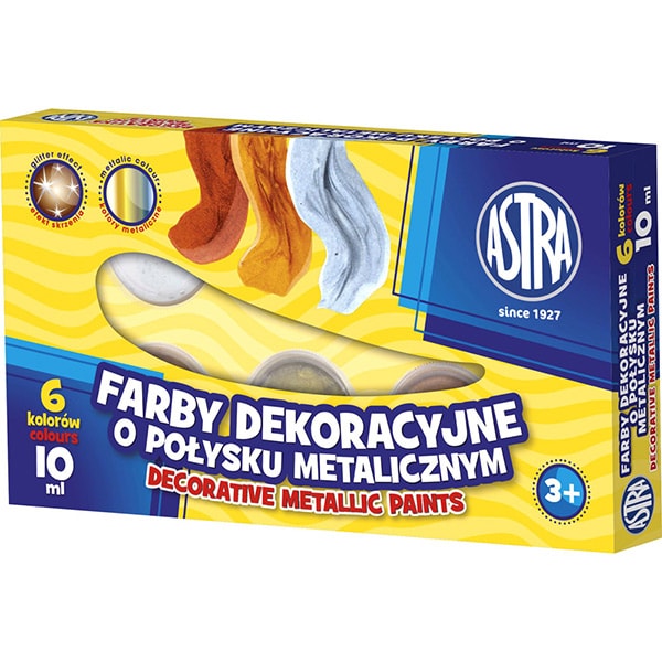 Tempera cu luciu metalic ASTRA, 10 ml, 6 culori