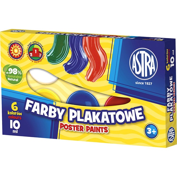 Tempera ASTRA Farby Plakatowe, 10 ml, 6 culori