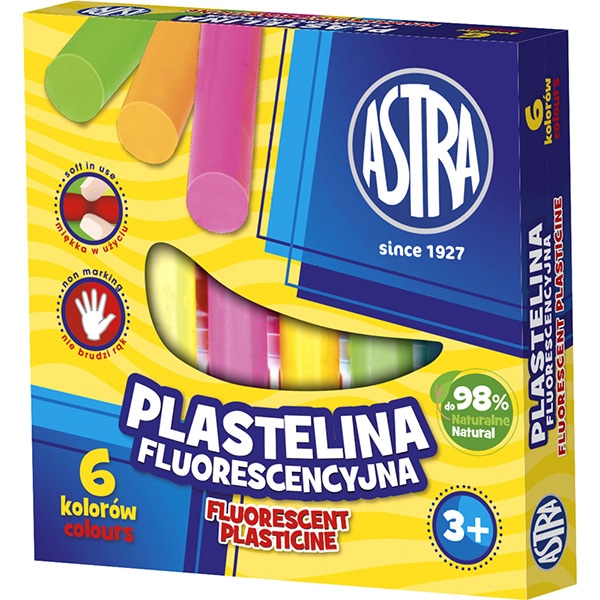 Plastilina fluorescenta ASTRA, 6 culori