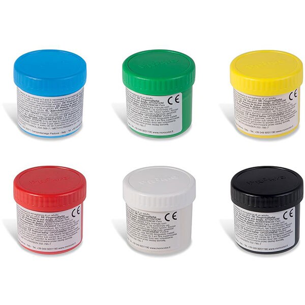 Tempera pentru desenat cu degetul PRIMO, 50 g, 6 culori