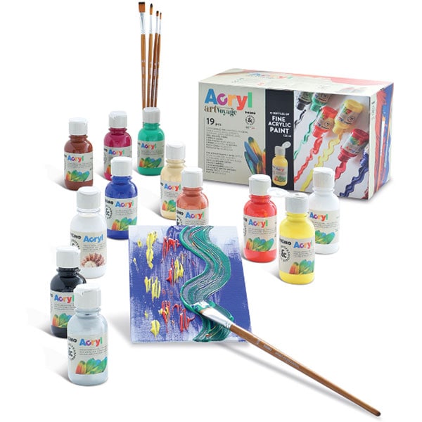 Set de acrilice PRIMO MC000402, 125 ml, 11 culori, 1 lac