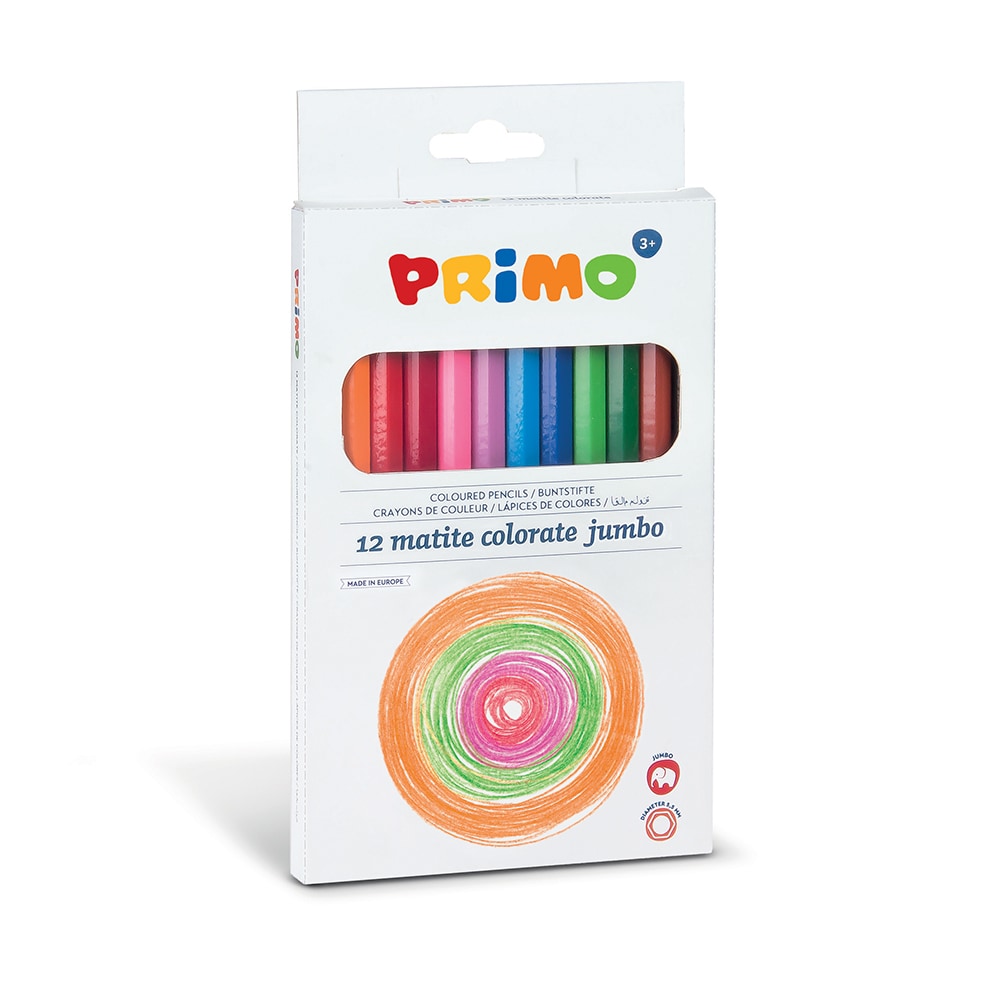 Creioane colorate PRIMO Jumbo , 12 culori