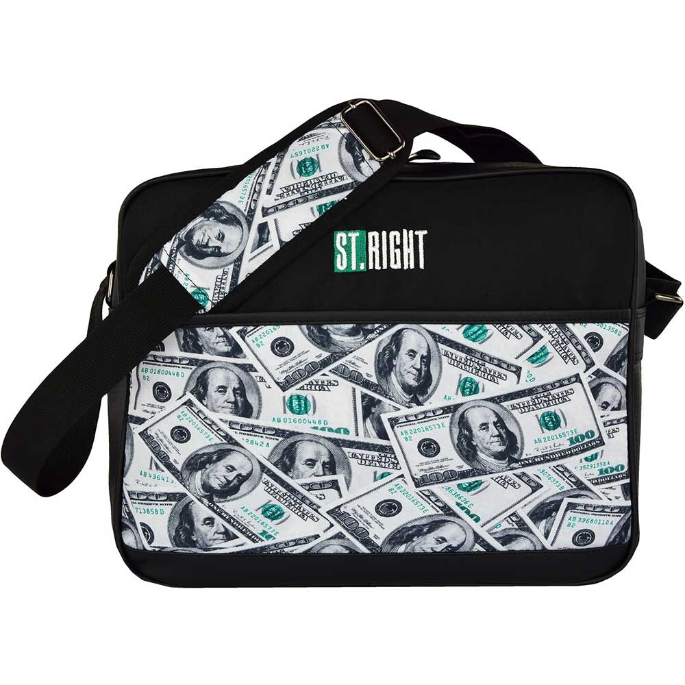 Geanta de umar MAJEWSKI St.Right Dollars SB2, alb-negru
