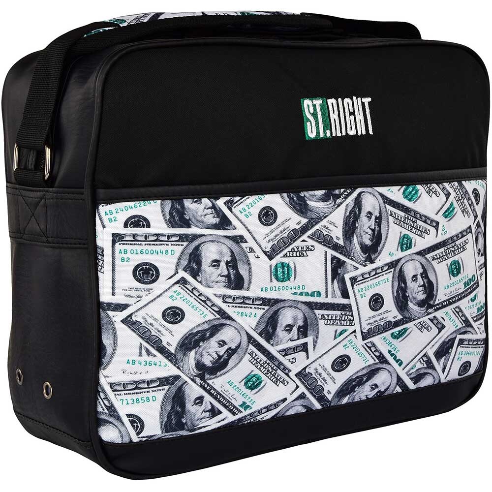 Geanta de umar MAJEWSKI St.Right Dollars SB2, alb-negru