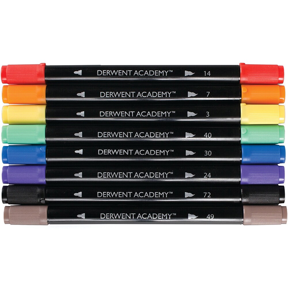 Carioci DERWENT Academy, 2 capete, 8 culori