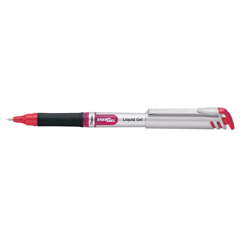 Roller cu gel PENTEL Energel, 0.7 mm, rosu-alb