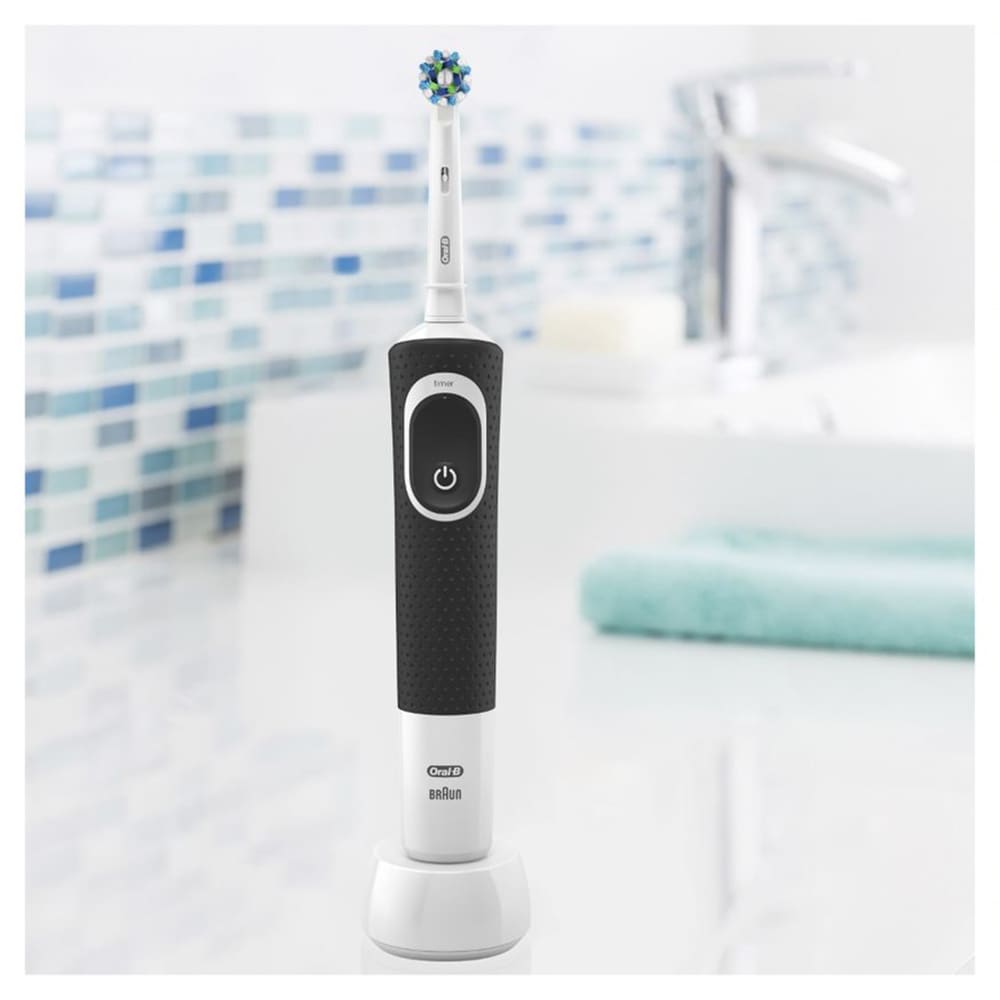 Periuta de dinti electrica ORAL-B D100 Cross Action, 7600 oscilatii/min, Curatare 2D, 1 program, 2 capate, negru
