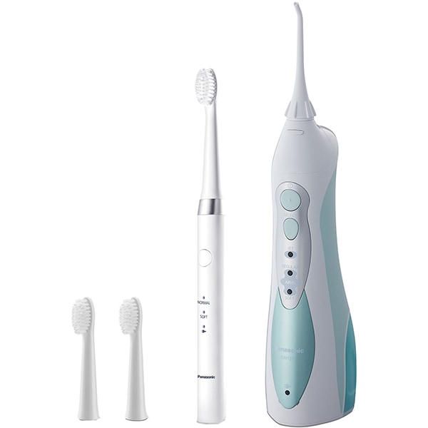 Set Irigator bucal PANASONIC EW1311, 1 capat, alb + Periuta de dinti electrica PANASONIC DM81, 31000 miscari/min, 2 programe, alb