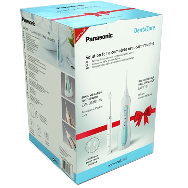 Set Irigator bucal PANASONIC EW1311, 1 capat, alb + Periuta de dinti electrica PANASONIC DM81, 31000 miscari/min, 2 programe, alb