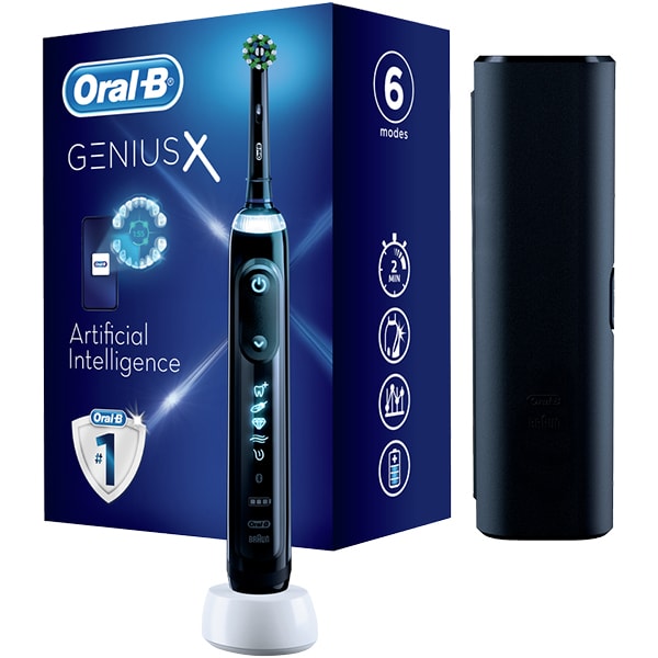 Periuta de dinti electrica ORAL-B Genius X Cross Action, 8800 oscilatii/min, 6 programe, 1 capat, negru
