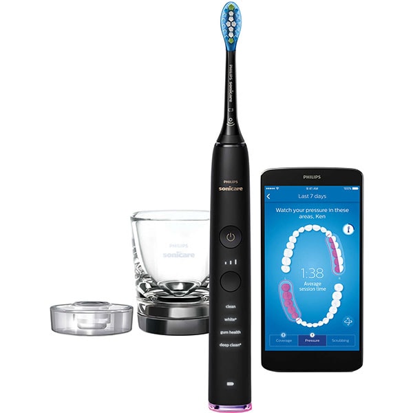 Periuta de dinti electrica PHILIPS Sonicare DiamondClean Smart HX9901/13, Bluetooth, 62000 miscari/min, 4 programe, 1 capat, negru
