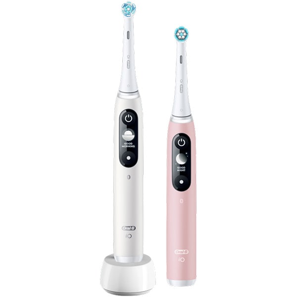Set 2 Periute de dinti electrice ORAL-B iO6 cu Tehnologie Magnetica si Micro-Vibratii, 8800 pulsatii/min, 5 programe, 2 capete, alb/roz