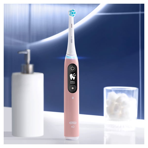 Set 2 Periute de dinti electrice ORAL-B iO6 cu Tehnologie Magnetica si Micro-Vibratii, 8800 pulsatii/min, 5 programe, 2 capete, alb/roz