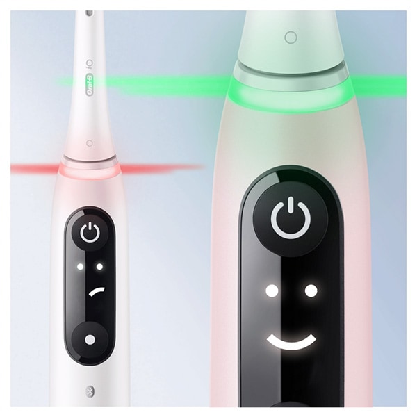 Set 2 Periute de dinti electrice ORAL-B iO6 cu Tehnologie Magnetica si Micro-Vibratii, 8800 pulsatii/min, 5 programe, 2 capete, alb/roz