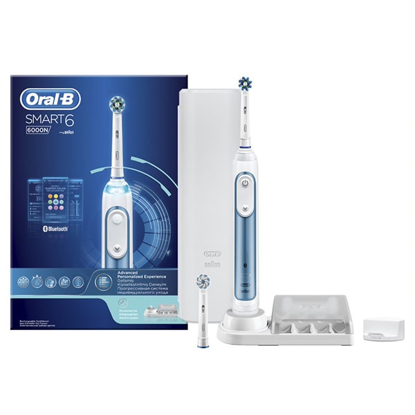 Periuta de dinti electrica ORAL-B Smart 6000, 40000 pulsatii/min, Curatare 3D, 5 programe, 1 capat, albastru + Etui calatorie