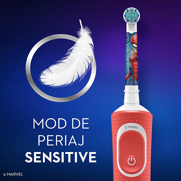 Periuta de dinti electrica copii ORAL-B Vitality Spiderman, 7600 oscilatii/min, 2 programe, 1 capat, rosu