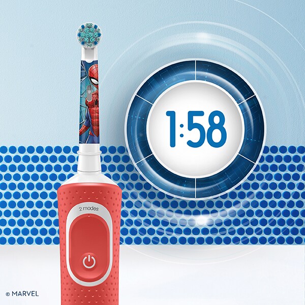 Periuta de dinti electrica copii ORAL-B Vitality Spiderman, 7600 oscilatii/min, 2 programe, 1 capat, rosu