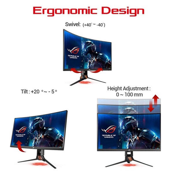 Monitor Gaming curbat LED TN ASUS ROG Swift PG27VQ, 27", WQHD, 165Hz, G-SYNC, Aura Sync Technology, negru
