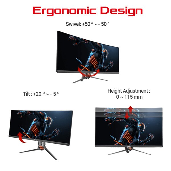 Monitor Gaming curbat LED IPS ASUS ROG Swift PG348Q, 34", QHD, 100Hz, titanium