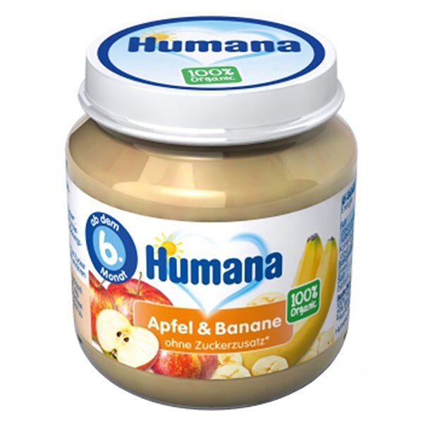 Piure HUMANA ECO de banane si mere 70211, 6 luni+, 125g