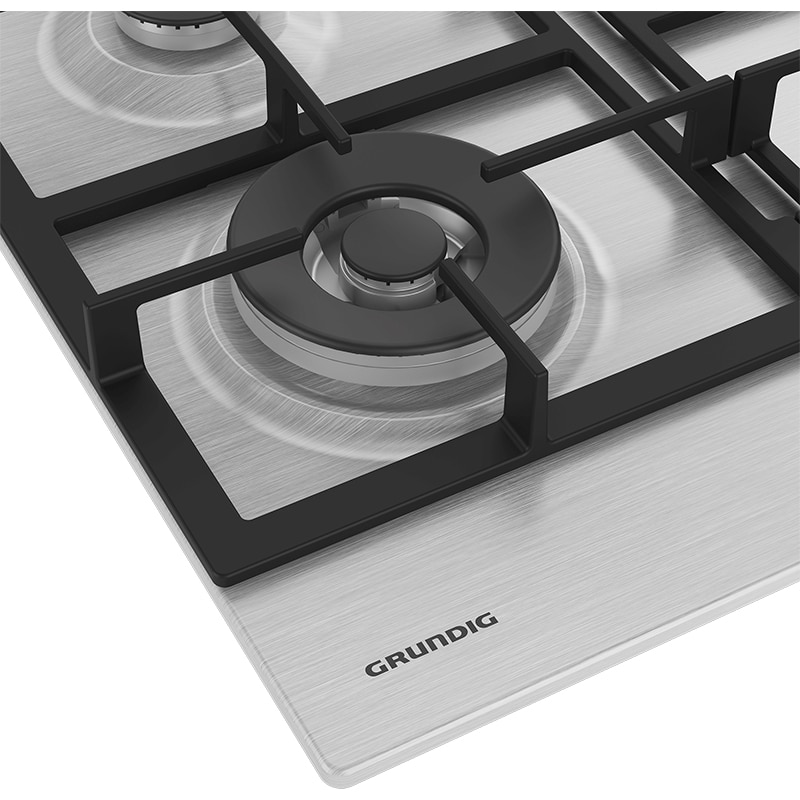 Plita incorporabila GRUNDIG GIGA 6234250 X, Gaz, 4 arzatoare, Wok, inox
