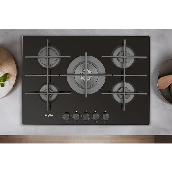 Plita incorporabila WHIRLPOOL GOW 7523/NB, Gaz, 5 arzatoare, negru