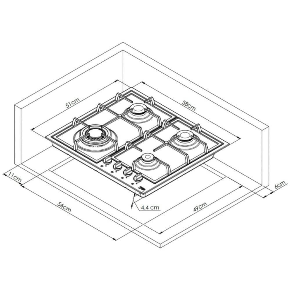 Plita incorporabila BEKO HIYG64225SXO, Gaz, 4 arzatoare, Wok, inox
