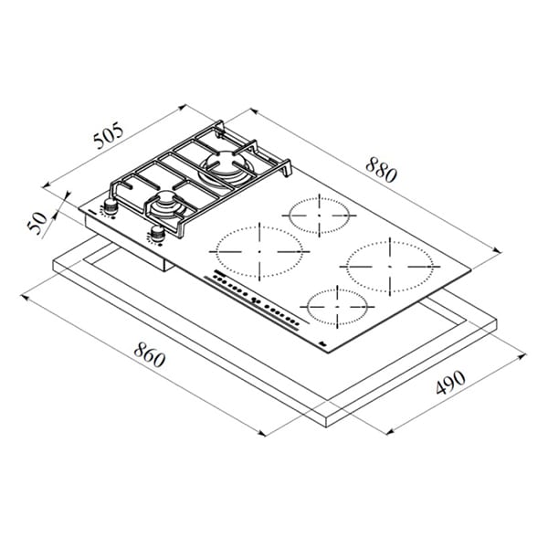 Plita incorporabila TEKA IG 940 1G AI AL DR CI, Gaz + Inductie, 5 arzatoare, Touch Control, negru