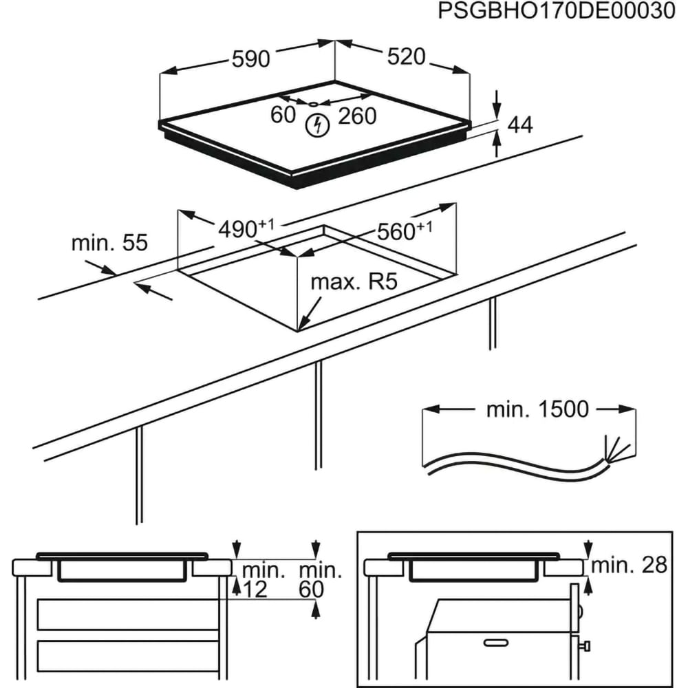 Plita incorporabila AEG IKB64413FB, Inductie, 4 arzatoare, negru