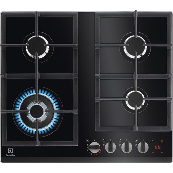 Plita incorporabila ELECTROLUX KGG64365K, Gaz, 4 arzatoare, Wok, negru
