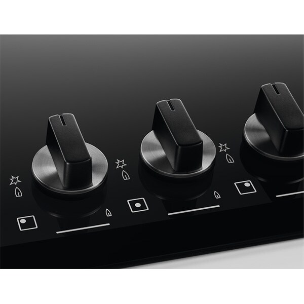 Plita incorporabila ELECTROLUX KGG64365K, Gaz, 4 arzatoare, Wok, negru