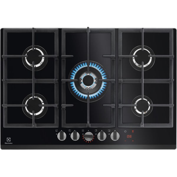 Plita incorporabila ELECTROLUX KGG75365K, Gaz, 5 arzatoare, Wok, negru