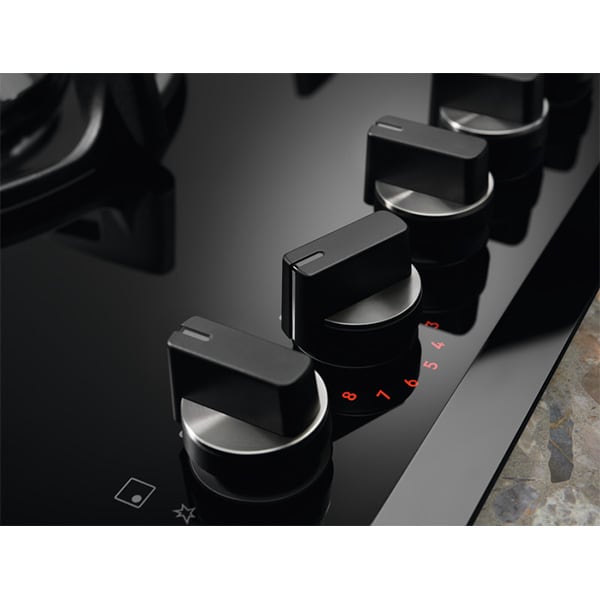 Plita incorporabila ELECTROLUX KGG75365K, Gaz, 5 arzatoare, Wok, negru