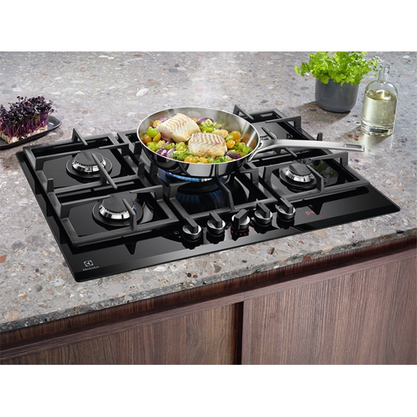 Plita incorporabila ELECTROLUX KGG75365K, Gaz, 5 arzatoare, Wok, negru