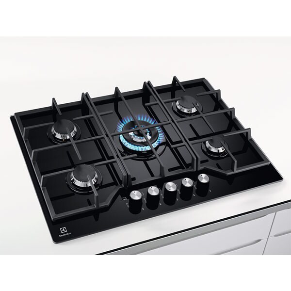 Plita incorporabila ELECTROLUX KGG7536K, Gaz, 5 arzatoare, Wok, negru