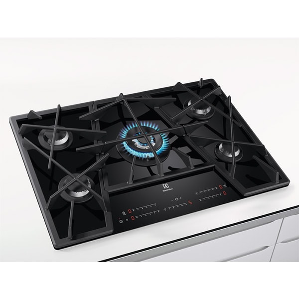 Plita incorporabila ELECTROLUX KGV7539IK, Gaz, 5 arzatoare, Wok, Touch control, negru