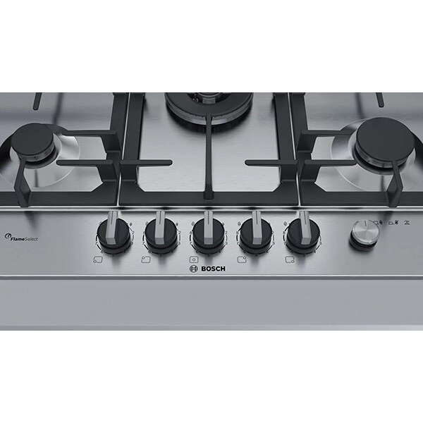 Plita incorporabila BOSCH PCR7A5M90, Gaz, 5 arzatoare, Wok, inox