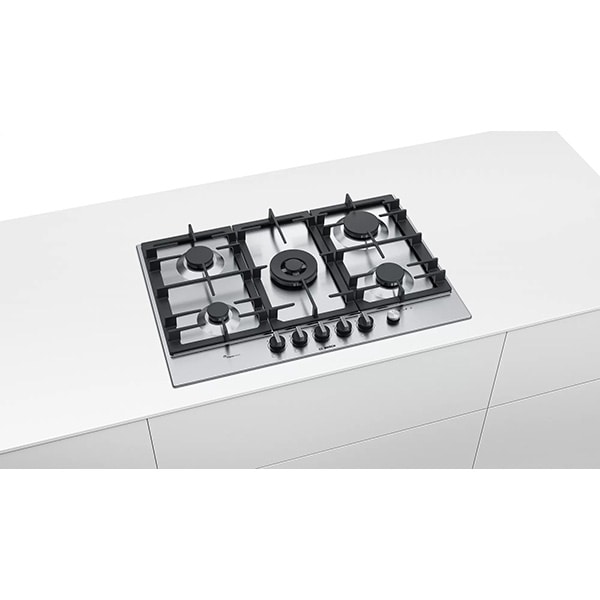 Plita incorporabila BOSCH PCR7A5M90, Gaz, 5 arzatoare, Wok, inox