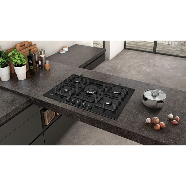 Plita incorporabila NEFF T27CS59S0, Gaz, 5 arzatoare, Wok, negru