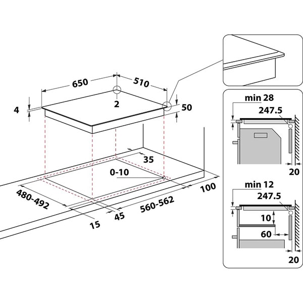 Plita incorporabila WHIRLPOOL WF S9365 BF/IXL, Inductie, 4 arzatoare, Touch Control, negru