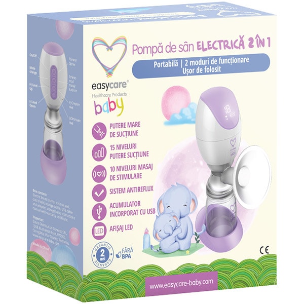 Pompa de san electrica EASYCARE EASY00148, 180ml, alb-mov