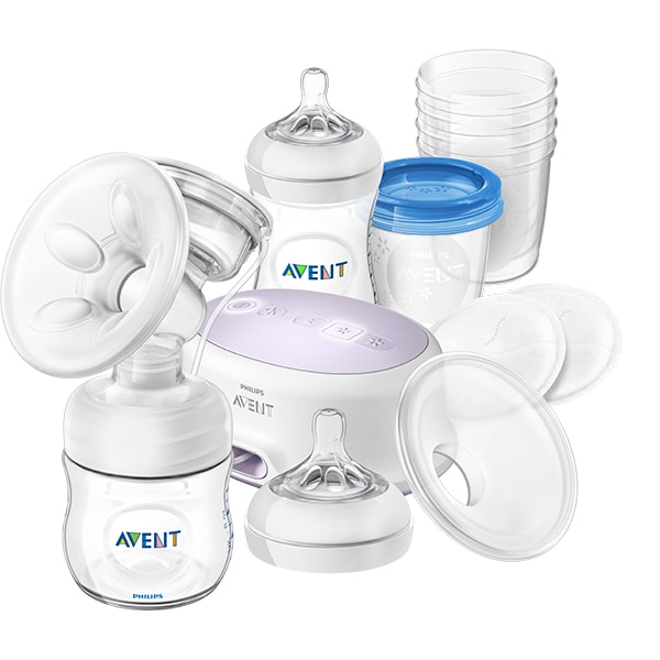 Set de alaptare cu pompa de san electrica PHILIPS AVENT SCD223/20, alb-transparent