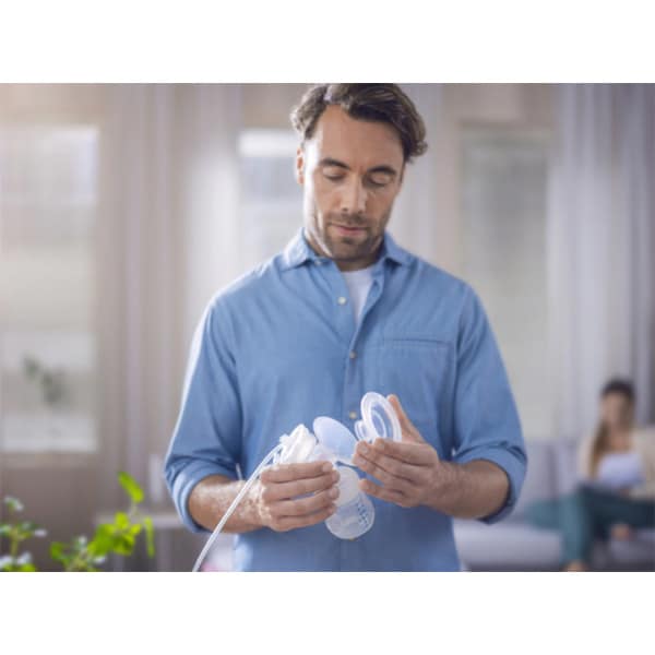 Set de alaptare cu pompa de san electrica PHILIPS AVENT SCD39521, 260ml, roz-albastru