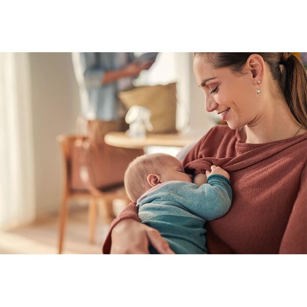 Set de alaptare cu pompa de san manuala PHILIPS AVENT SCF43016, 260ml, alb-albastru