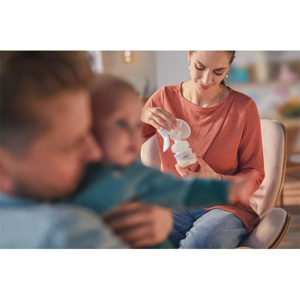 Set de alaptare cu pompa de san manuala PHILIPS AVENT SCF43016, 260ml, alb-albastru