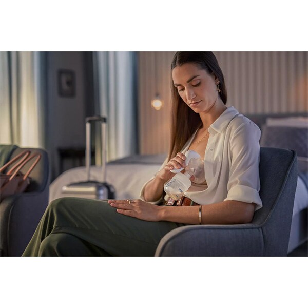 Set de alaptare cu pompa de san manuala PHILIPS AVENT SCF43016, 260ml, alb-albastru