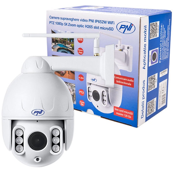 Camera IP Wireless PNI 652W, Full HD 1080p, IR, Night Vision, alb