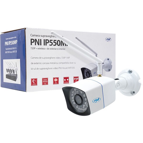 Camera supraveghere Wireless PNI IP550MP, HD 720p, exterior, IR, Night Vision, alb