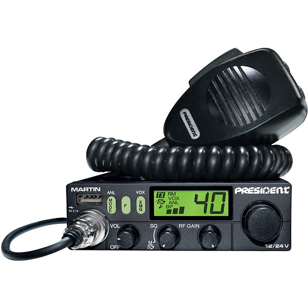 Statie radio CB PRESIDENT Martin, 4W, ASQ reglabil, AF-FM