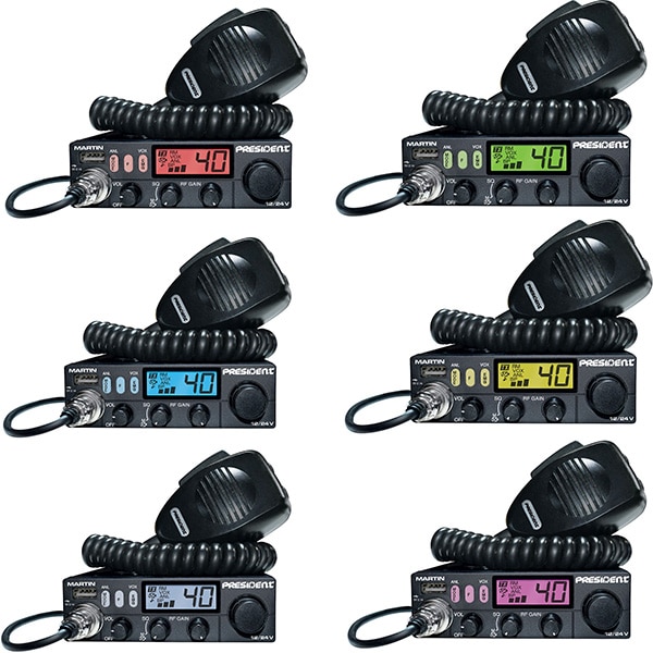 Statie radio CB PRESIDENT Martin, 4W, ASQ reglabil, AF-FM